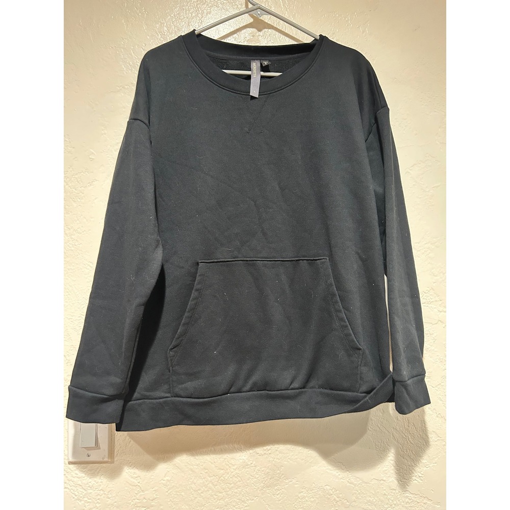 Mondetta Mens XL Black‎ Fleece Crewneck Sweatshirt Kangaroo Pocket
